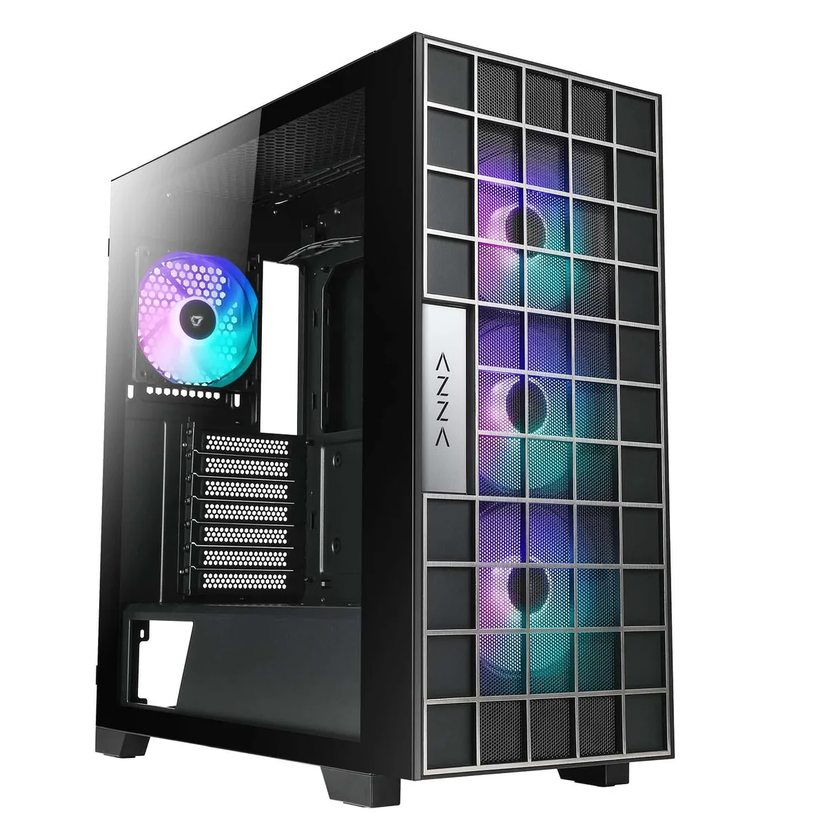 AZZA AZZA NEO 500 ATX Mid Tower PC Case Black Silver 4 x 120 mm ARGB Fans — product photo