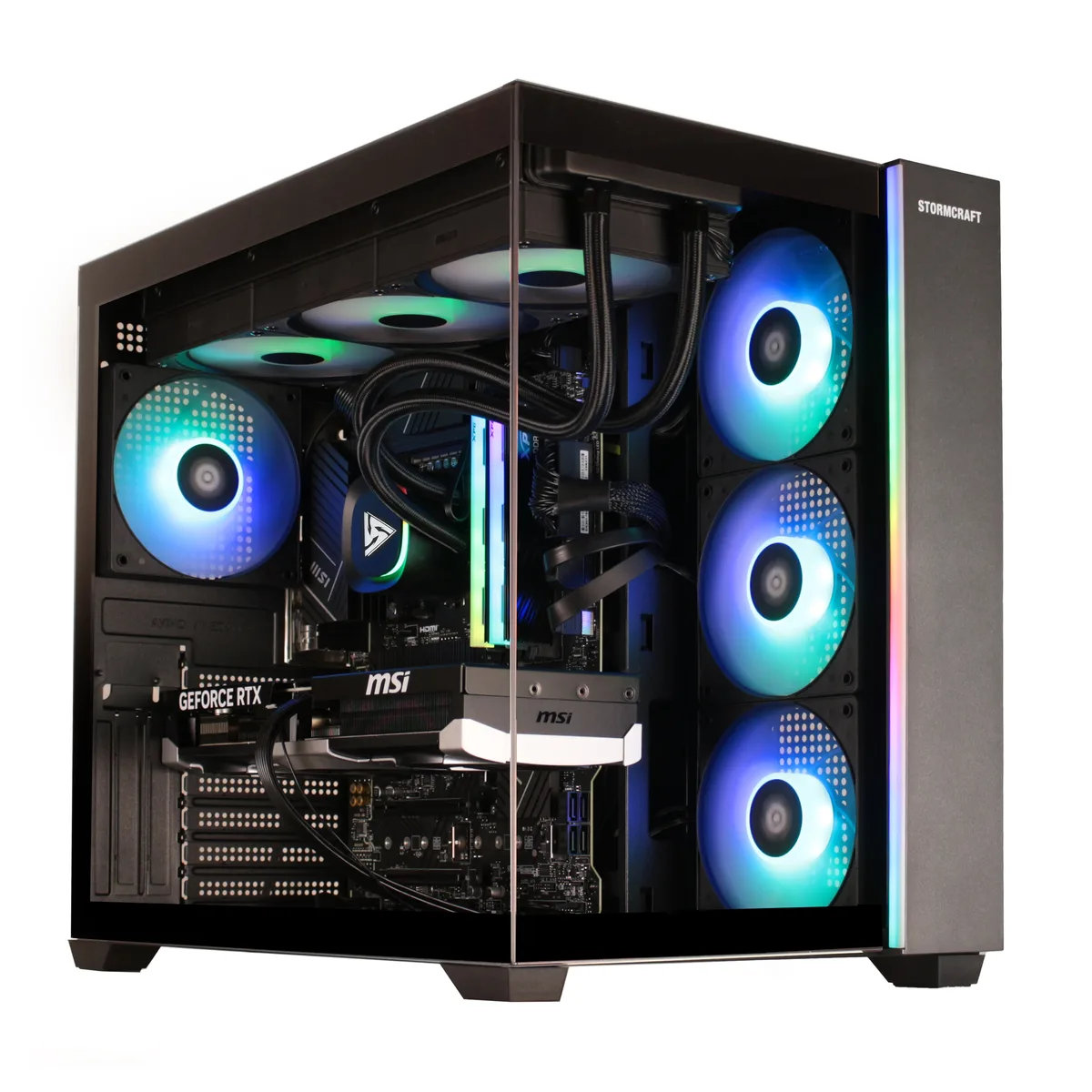 STORMCRAFT STORMCRAFT Falcon FA980XDCB-97BN1 gaming PC Ryzen 7 9800X3D RADEON RX9070 XT 32GB DDR5 1TB SSD — product photo