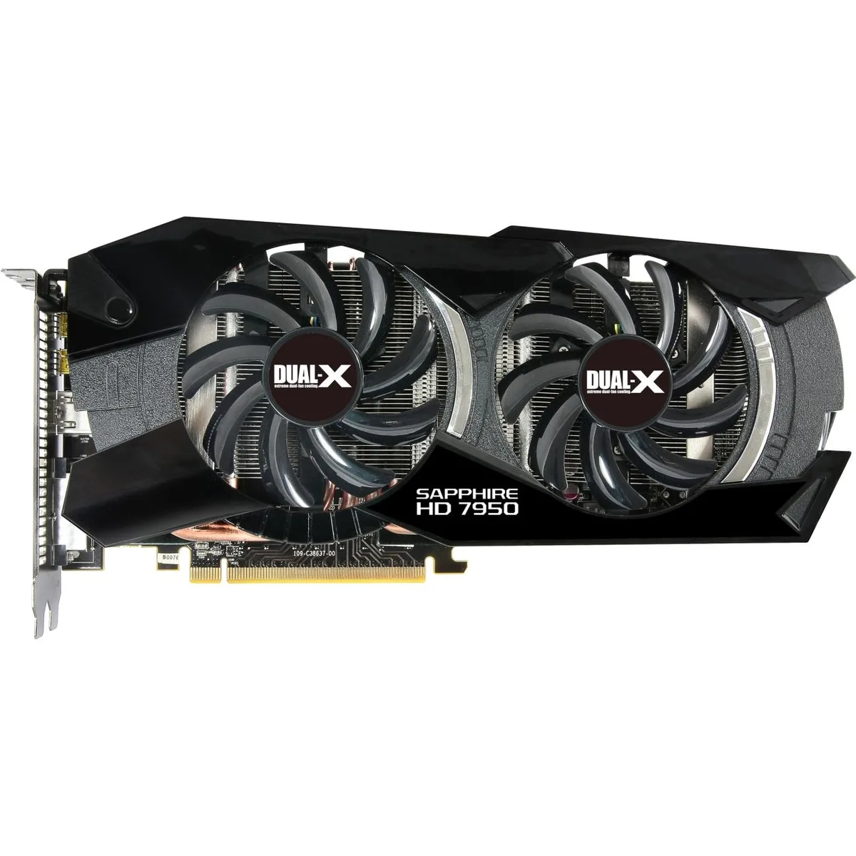 Sapphire Radeon HD 7950 graphics card with dual-fan cooler and metal backplate