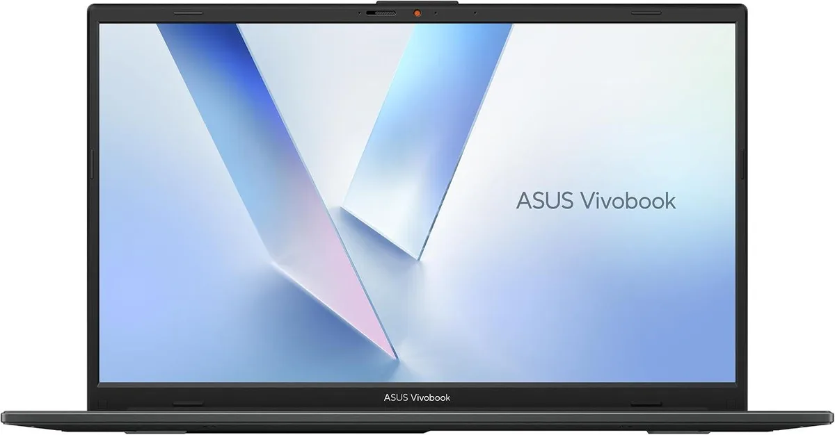 Black 15.6 inch laptop with full-size backlit keyboard and fingerprint reader