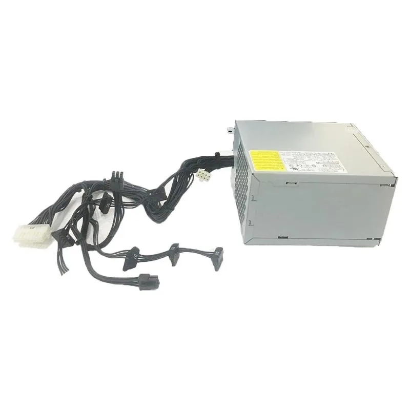 Rectangular ATX power supply unit with matte black metal casing and rear fan grille