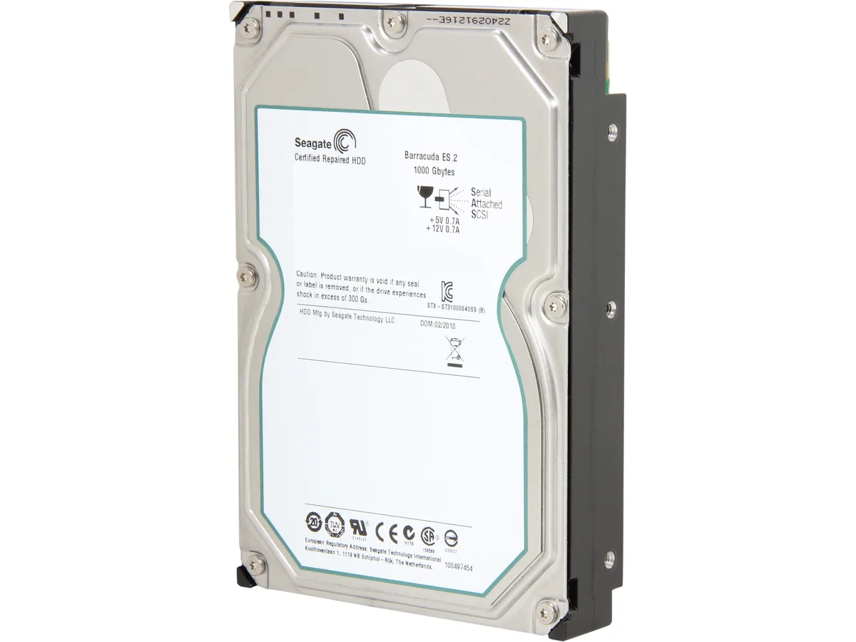 Seagate Seagate BarraCuda ES.2 ST31000640SS 1TB 7200 RPM 16MB SAS 3Gb/s 3.5" internal hard drive — foto del producto
