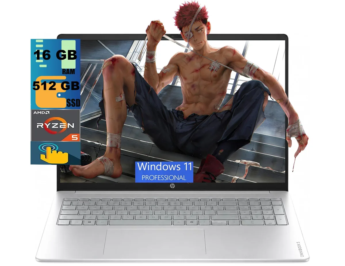 Silver 16.0 inch touchscreen laptop, thin profile, 3.7 pounds