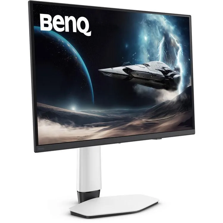 White 27 inch gaming monitor with thin bezels and stand