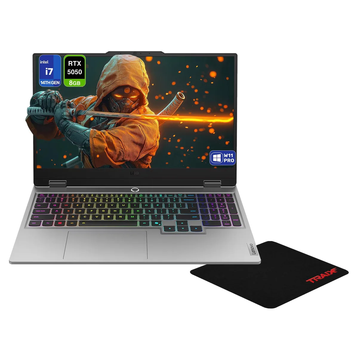 Luna Grey laptop, 15.6 inch IPS screen, backlit keyboard