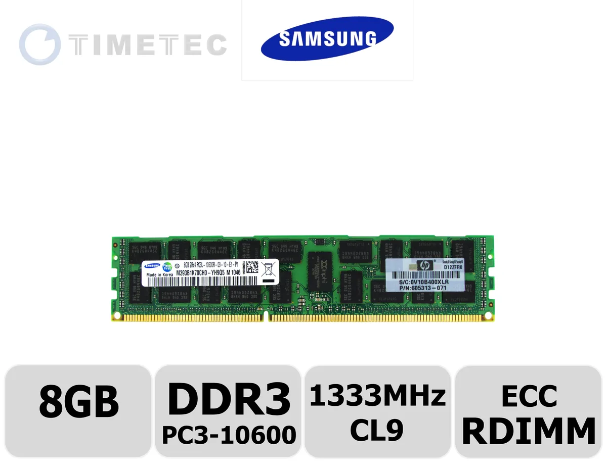 Green rectangular DIMM with black chips and gold 240-pin edge connector