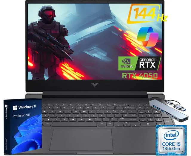 Black 15.6-inch gaming laptop with micro-edge anti-glare display and backlit keyboard