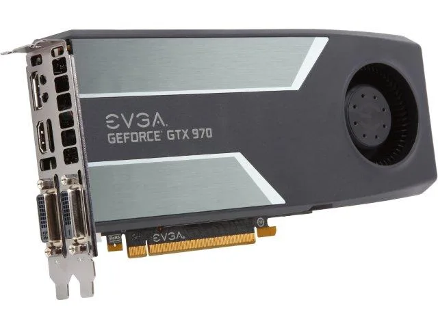 NVIDIA GeForce 970 4 GB DDR5 graphics card in retail packaging