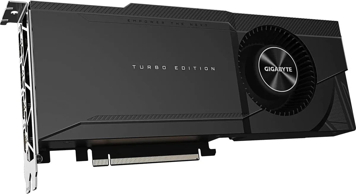 ASUS GeForce RTX 3080 Turbo graphics card with blower cooler and rear I/O bracket
