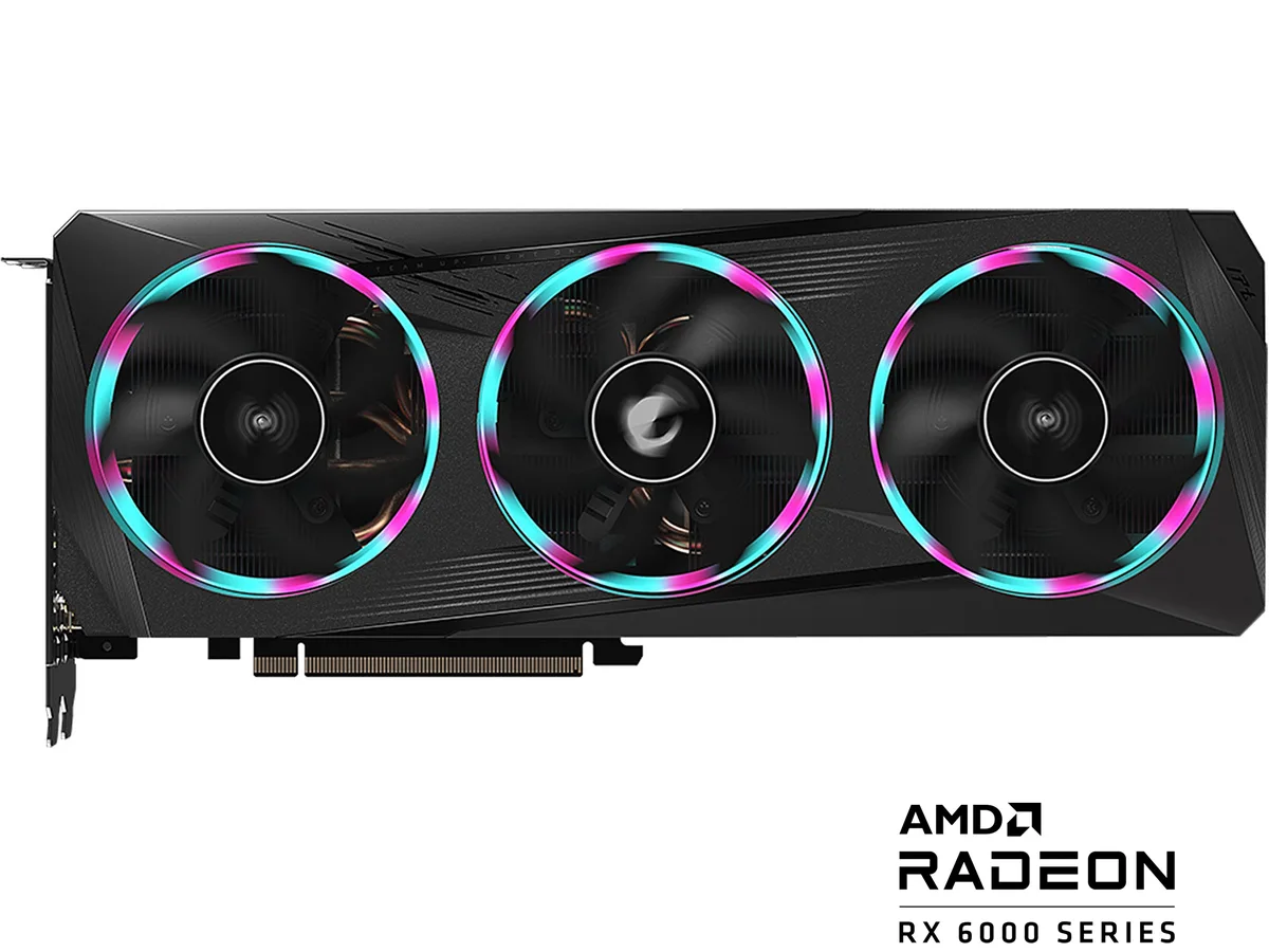 Three-fan graphics card with silver shroud and metal backplate