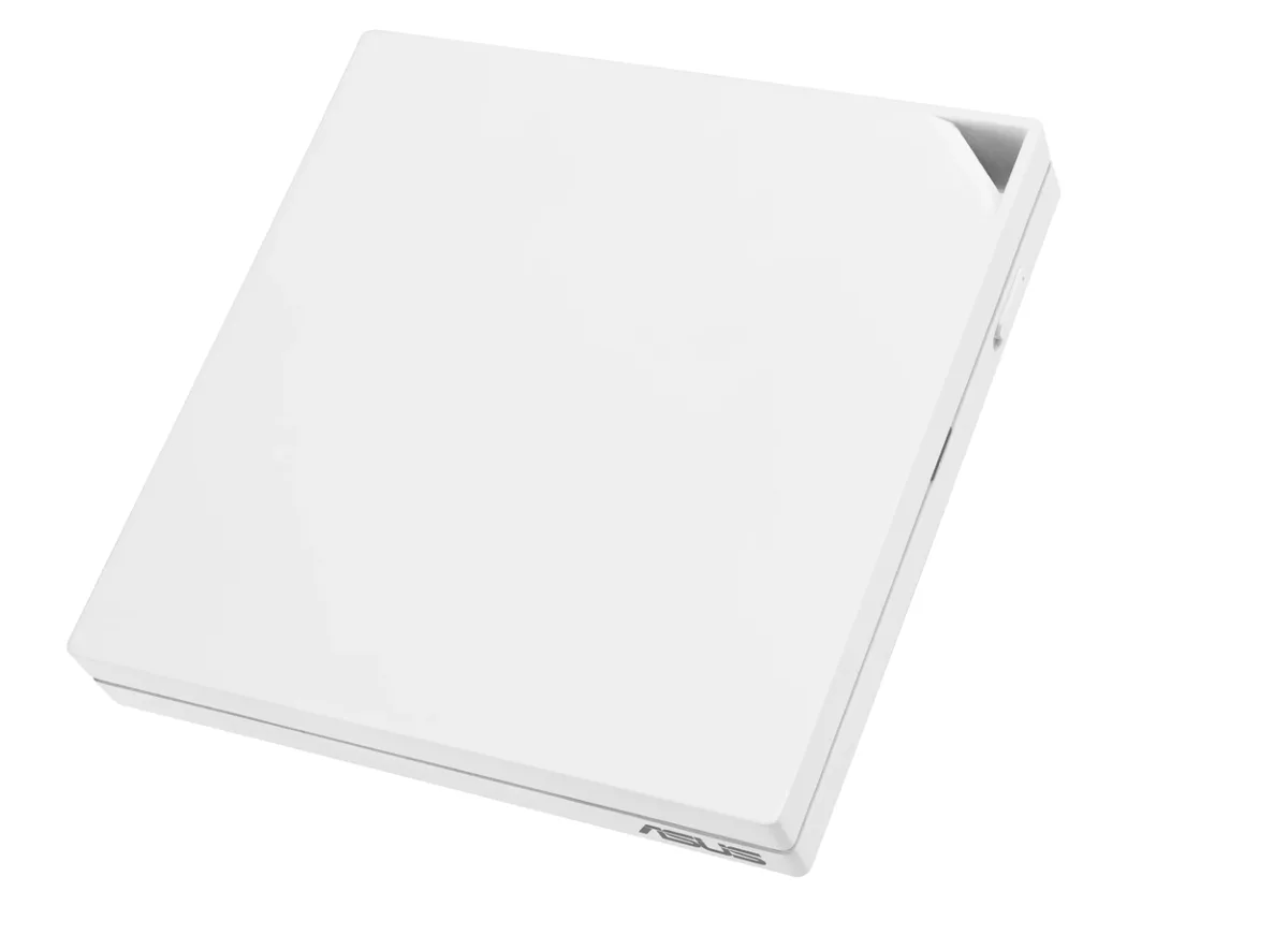 Compact white rectangular travel router with folded antennas