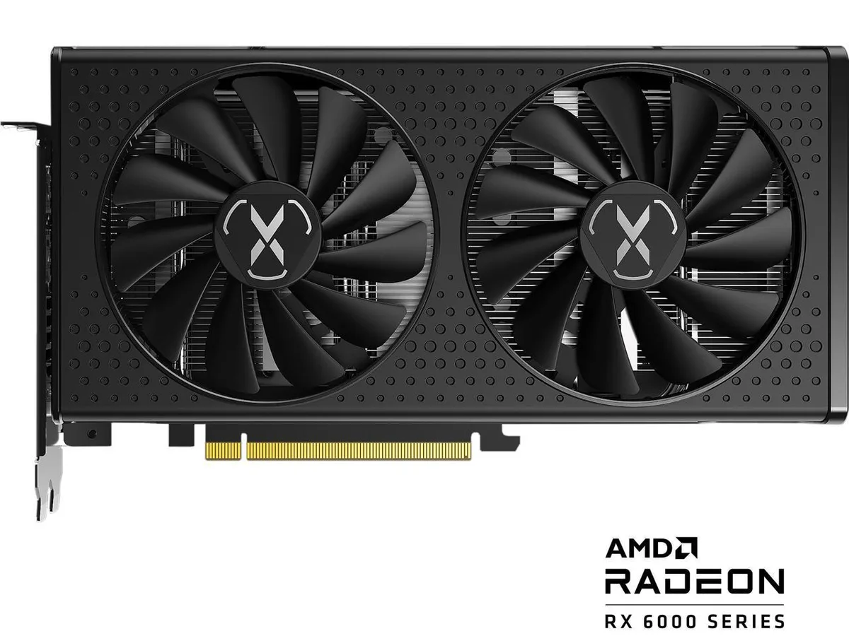XFX Speedster SWFT210 Radeon RX 6600 XT dual-fan graphics card in black and silver