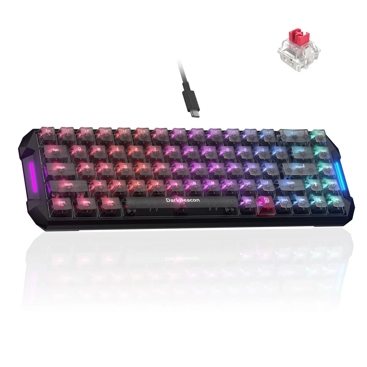 Black 65% Hall Effect keyboard with RGB backlighting and compact 68-key layout