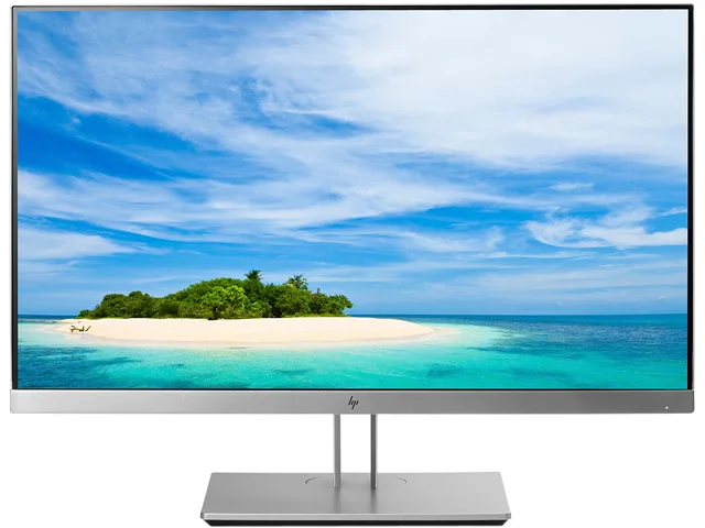Silver 23 inch IPS monitor with thin bezels and adjustable stand