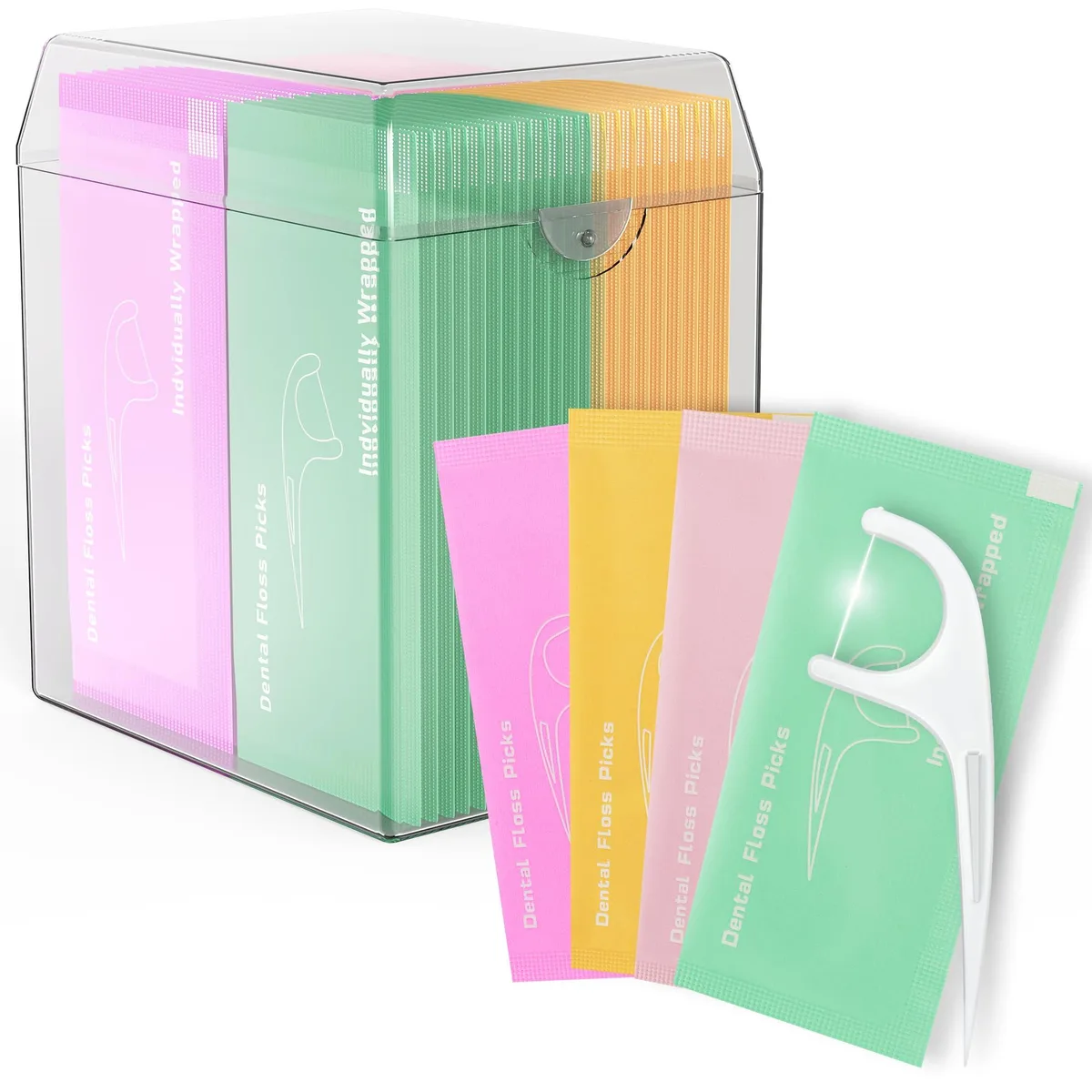 JGB Individually Wrapped Floss Picks 52 Count Multi-Color Pink with Case — ürün fotoğrafı