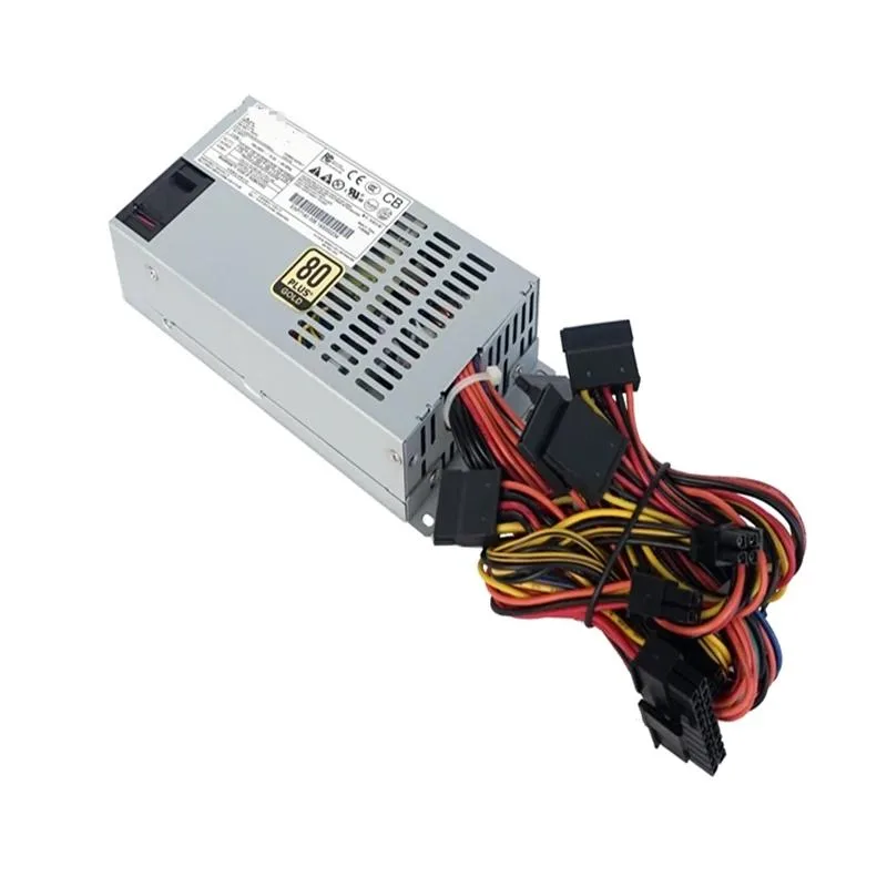 Compact 1U FLEX power supply unit with matte black finish and rear fan grille