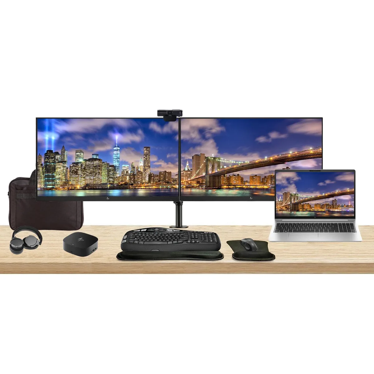 HP HP EliteBook 650 G10 15.6" i5-1345U 16GB 512GB bundle with 2 x 27" monitors, dock, peripherals, bag — 商品写真
