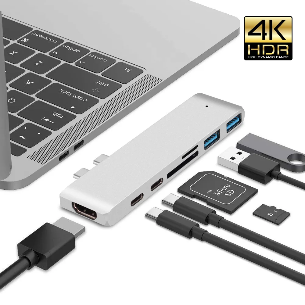 LUOM LUOM PB-8945 7-in-1 USB-C Hub Silver — product photo