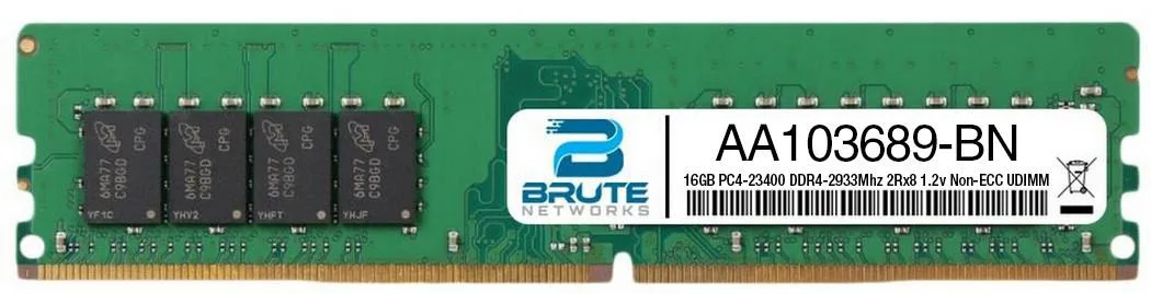 Green 288-pin DDR4 UDIMM module with black memory chips and gold edge contacts