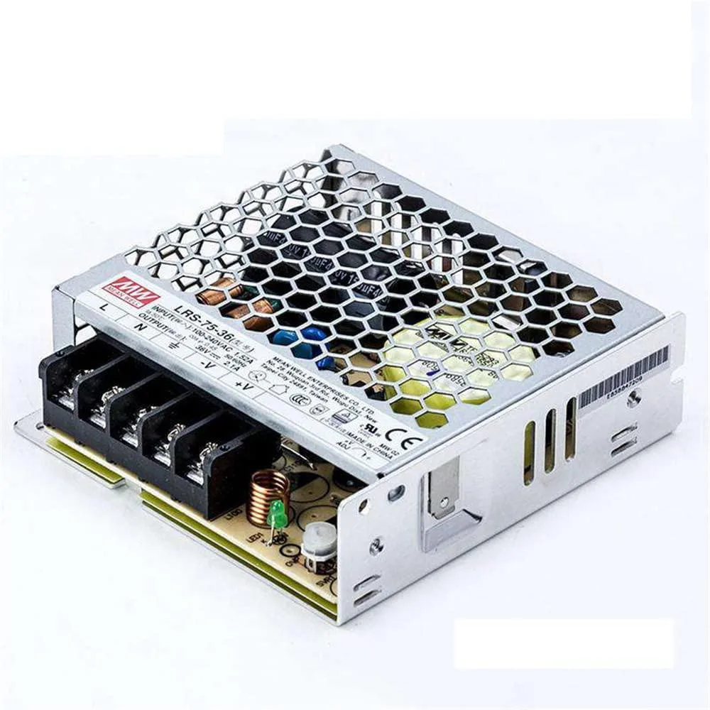 Enclosed metal power supply unit with screw terminals and LED indicator