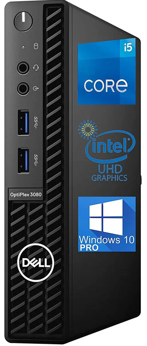 Small black micro desktop tower standing upright