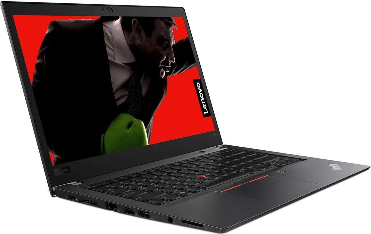 Black 14 inch ThinkPad T480s laptop closed lid matte finish