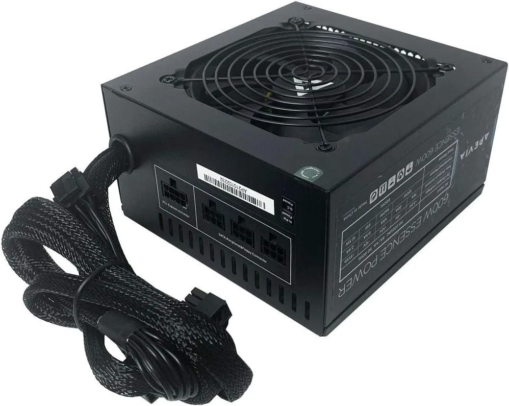 Black sandblasted ATX semi-modular power supply with 120mm black fan