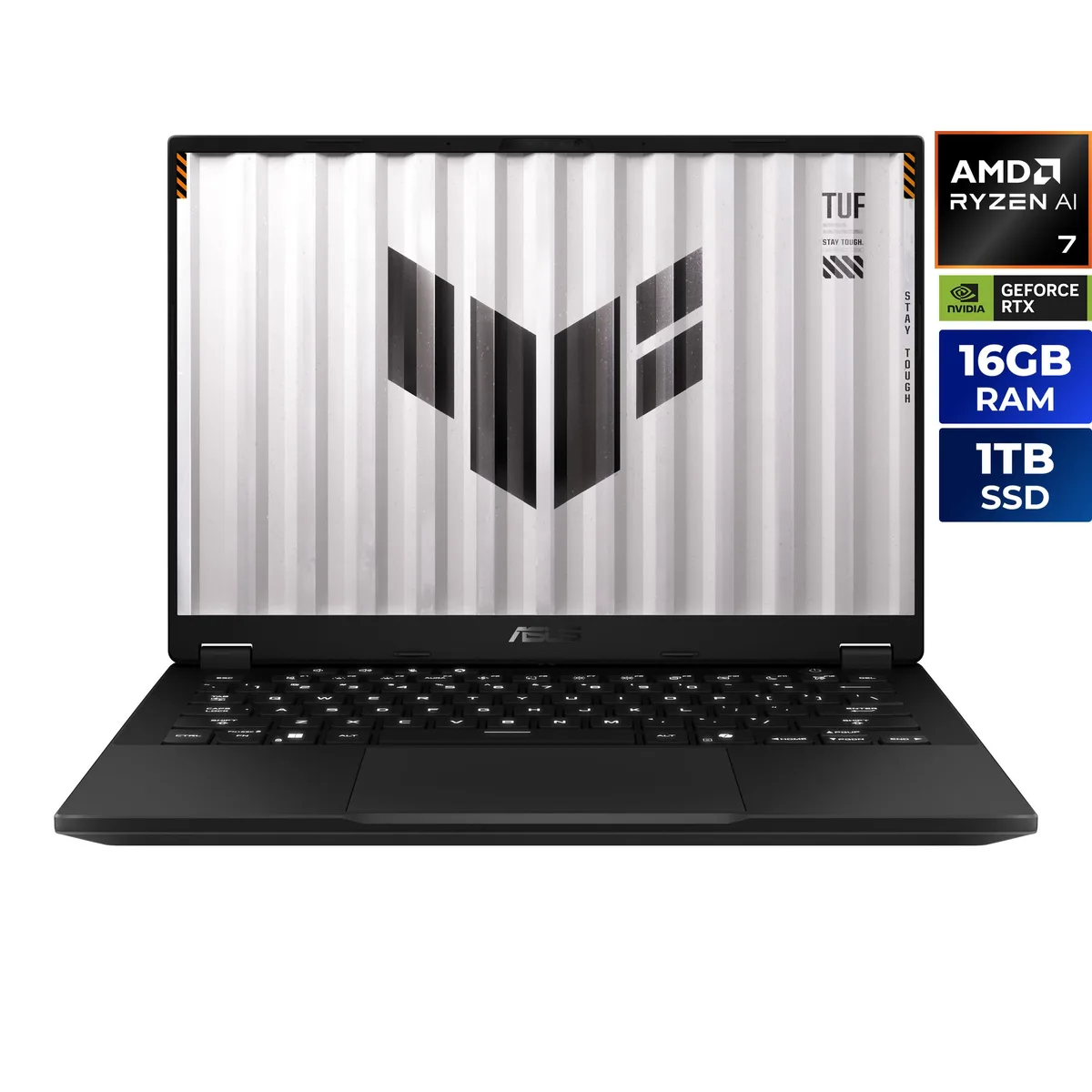 Jaeger Gray TUF Gaming laptop, 14 inch non-touch screen, slim tapered profile