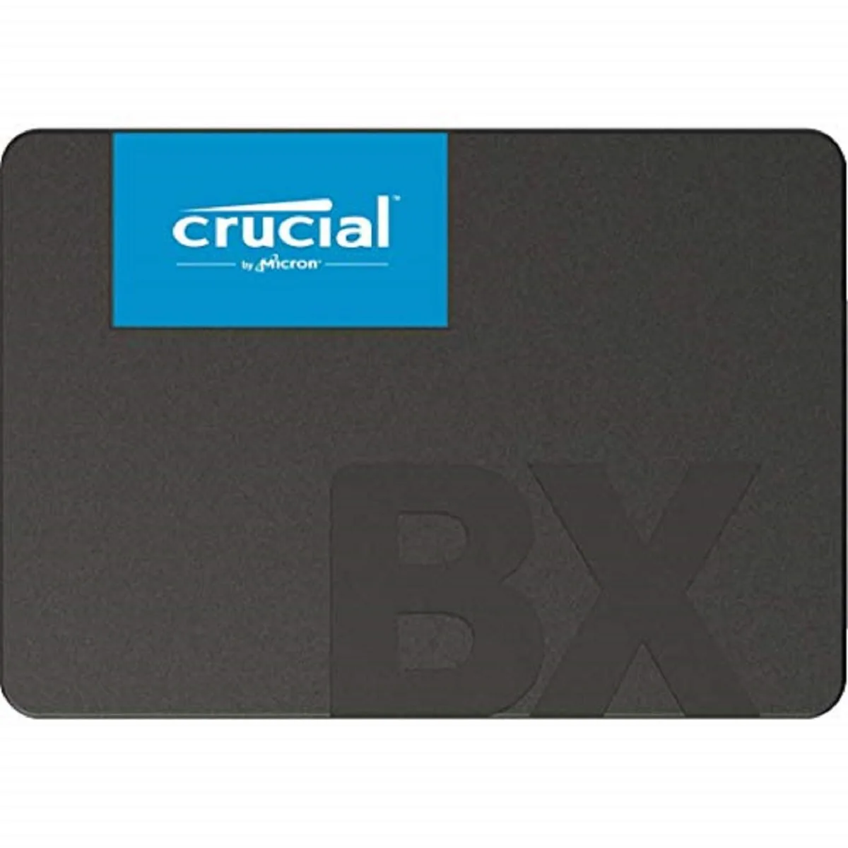 Rectangular 2.5-inch SATA SSD with black plastic casing and label