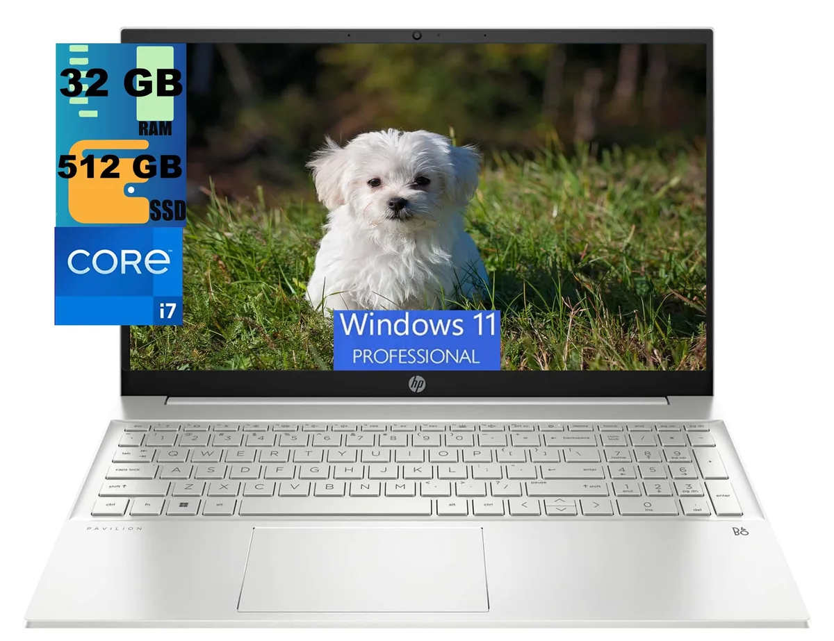 HP HP Pavilion 15 laptop, Core i7-1165G7, 32GB RAM, 512GB SSD, 15.6" FHD, Silver — photo du produit