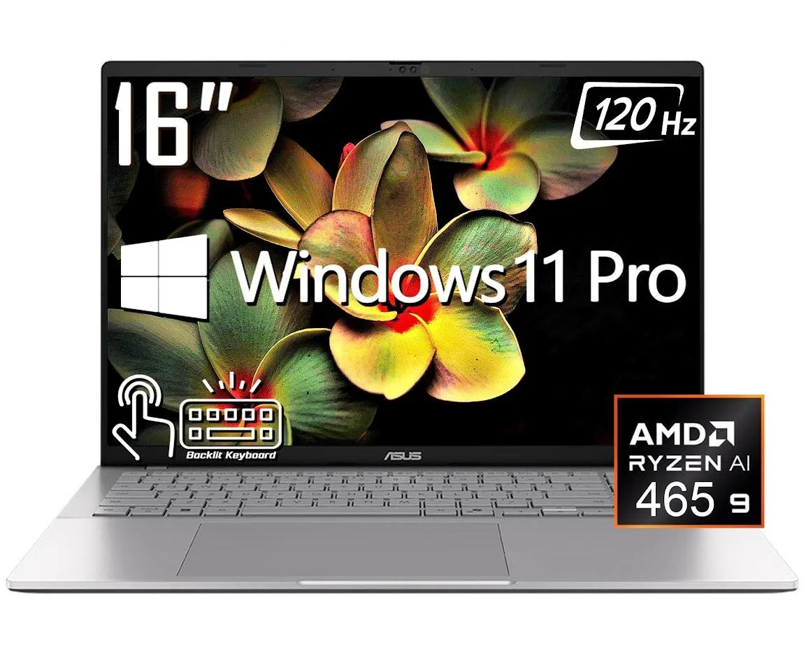 ASUS ASUS Vivobook S16 Business Laptop 16" WUXGA 120Hz Touch AMD Ryzen AI 9 465 32GB DDR5 2TB SSD Silver — foto produk