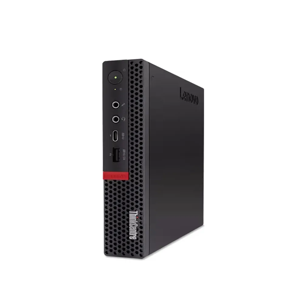 Small black square desktop PC with USB keyboard and mouse