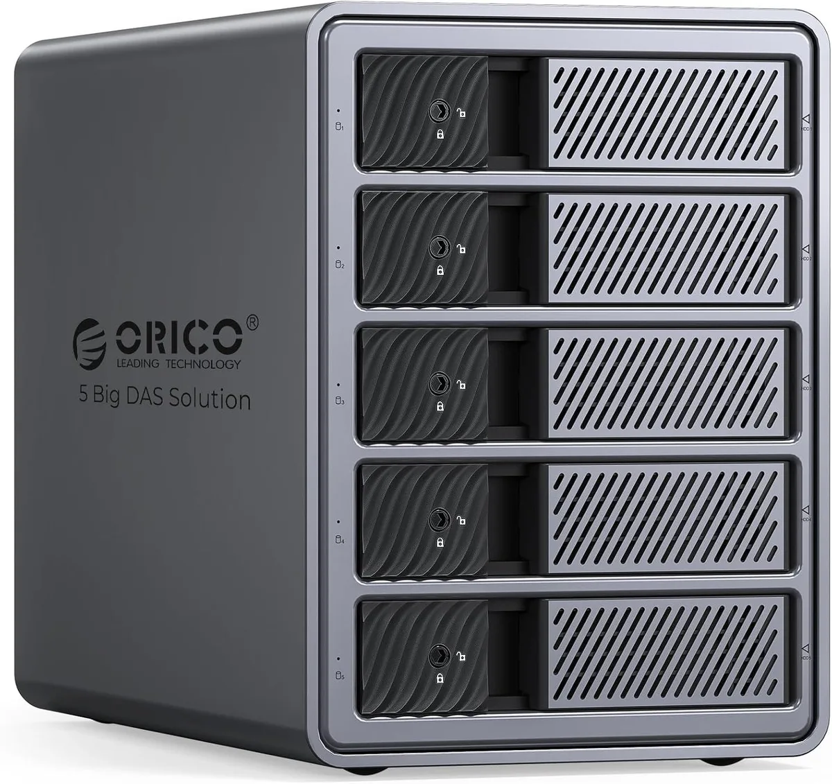 Orico Orico 9858U3 5-bay SATA drive enclosure USB 3.0 110TB aluminium 80mm fan 150W — Produktfoto