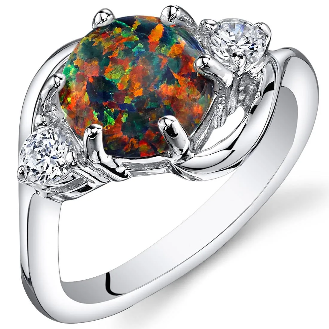 Oravo Oravo Black Opal Ring Sterling Silver 1.75 Carats Size 8 — ürün fotoğrafı