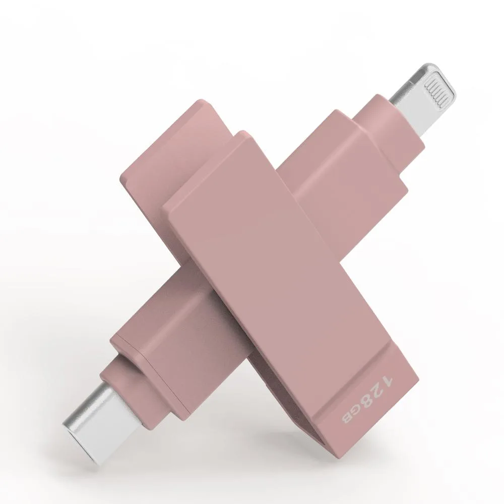 PIODATA PIODATA iXflash 128GB USB 3.2 Gen 1 Type C &amp; Lightning Pink — foto do produto