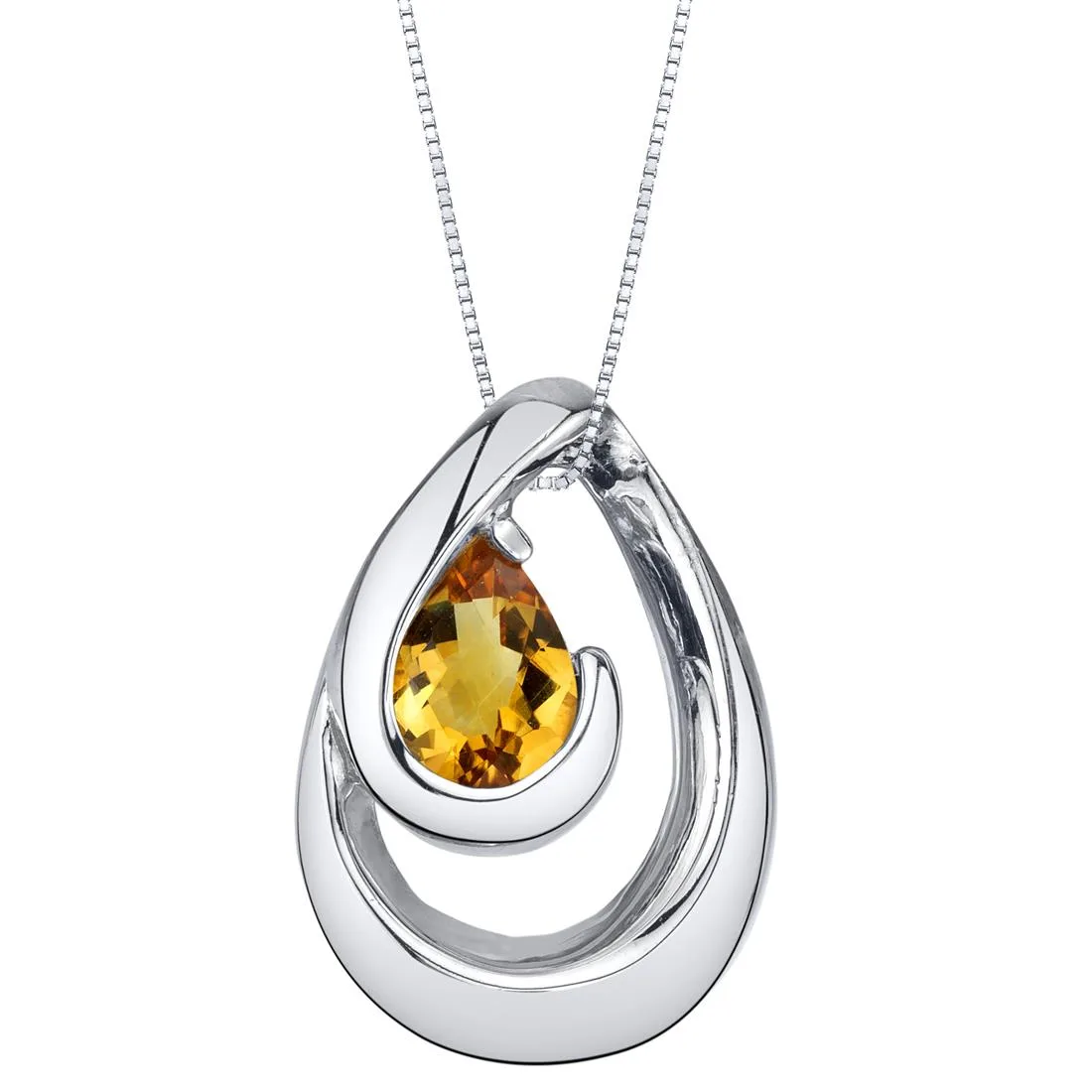 Oravo Oravo Citrine Sterling Silver Wave Pendant Necklace 18" .5 ct 925 — foto do produto