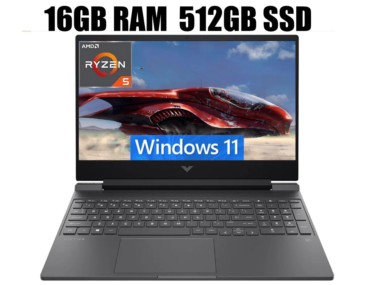 Black 15.6 inch gaming laptop with backlit keyboard and numeric keypad