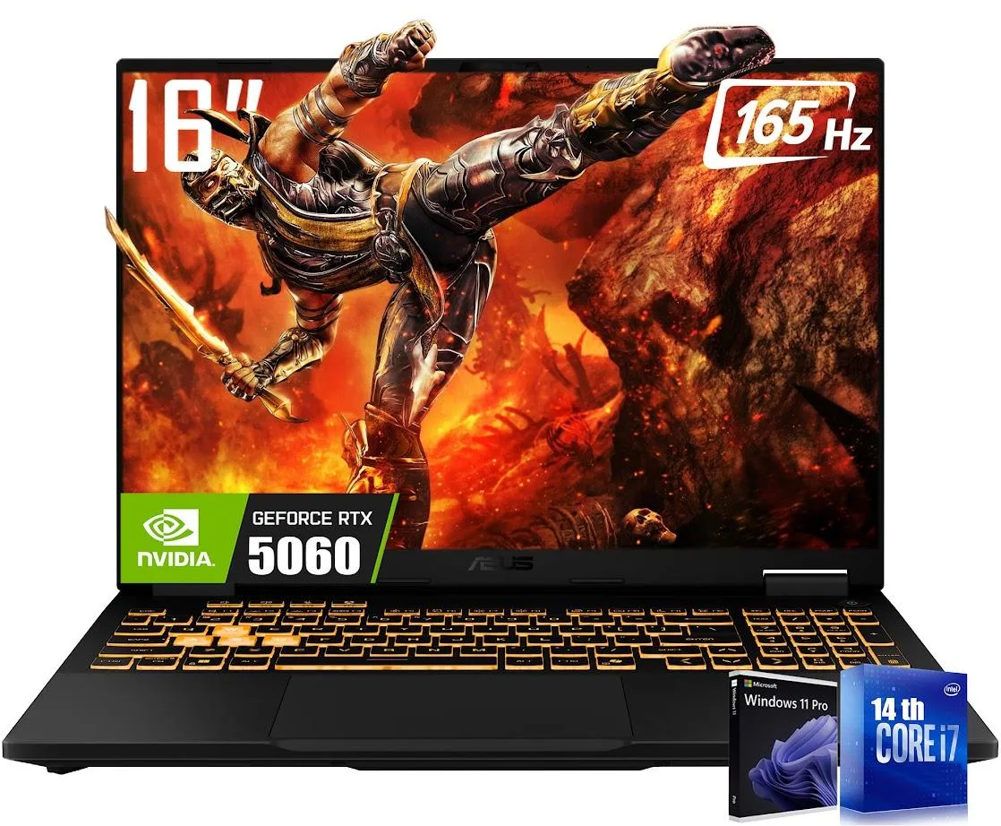 ASUS ASUS TUF F16 gaming laptop i7-14650HX 5.2 GHz RTX 5060 32GB 2TB WUXGA 165Hz Win11 Pro — product photo