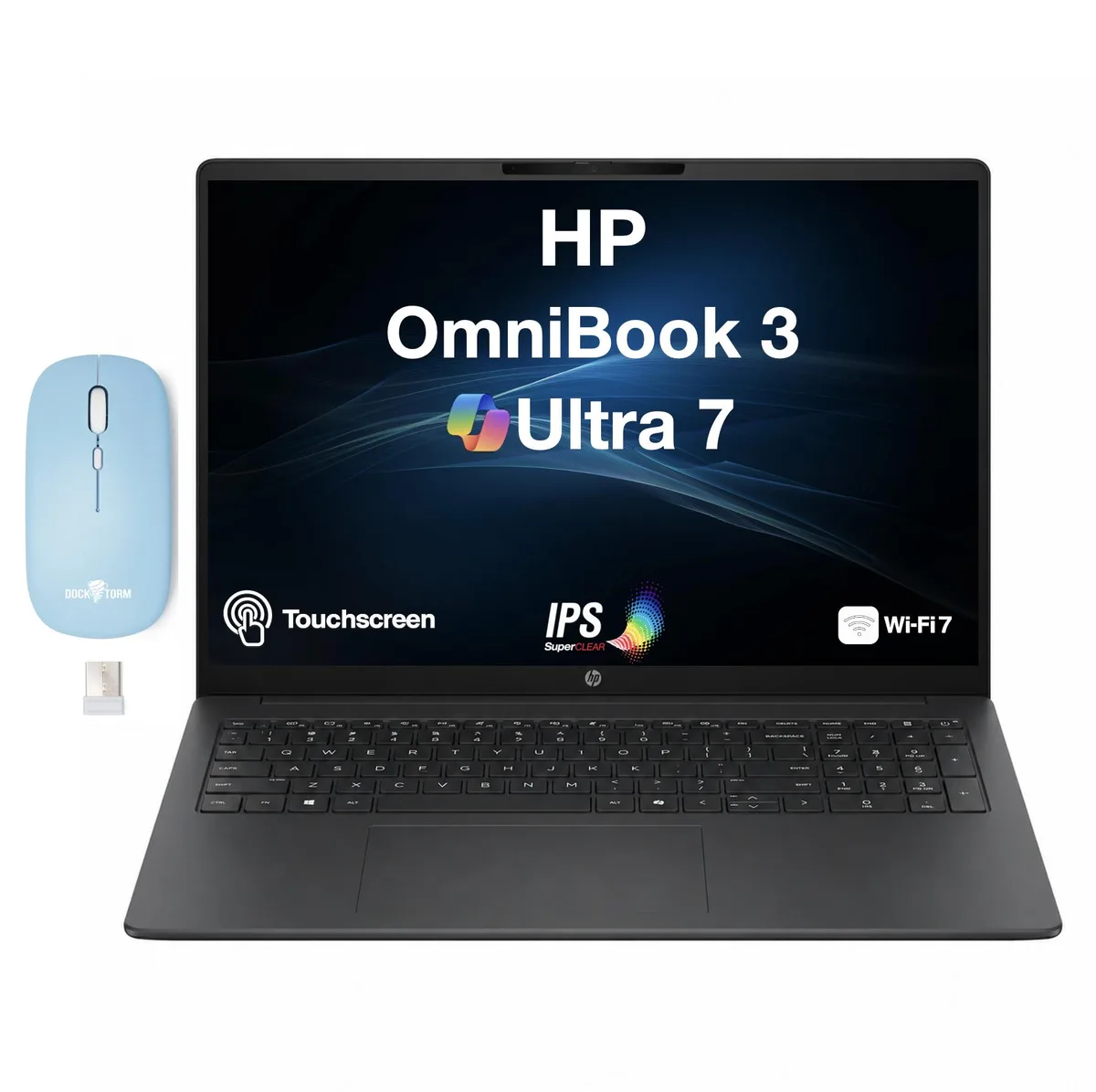 Silver 16.0 inch touchscreen laptop with standard keyboard and trackpad
