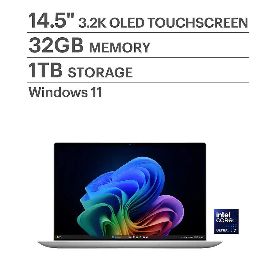 Platinum 14.5 inch OLED touchscreen laptop with 3.2K display