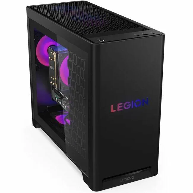 Black tower desktop with Legion branding and included keyboard and mouse