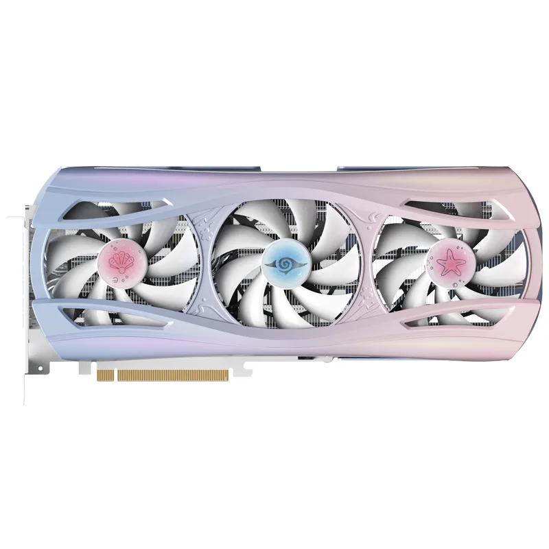 Yeston Radeon RX 9070 XT graphics card with triple-fan cooler and SAKURA logo light