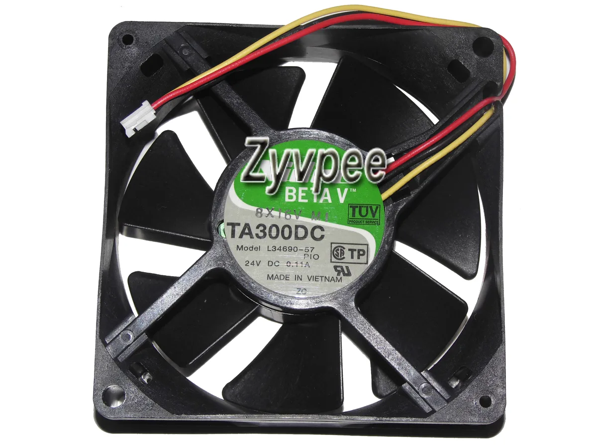 Black square 80mm cooling fan with three wires