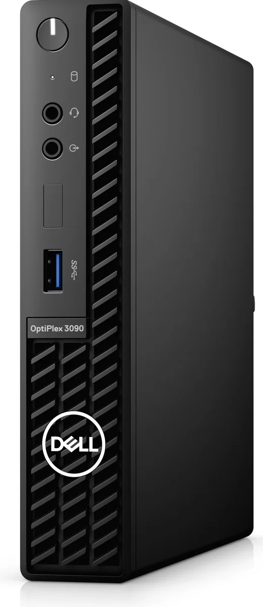 Small black square Mini PC on a plain background