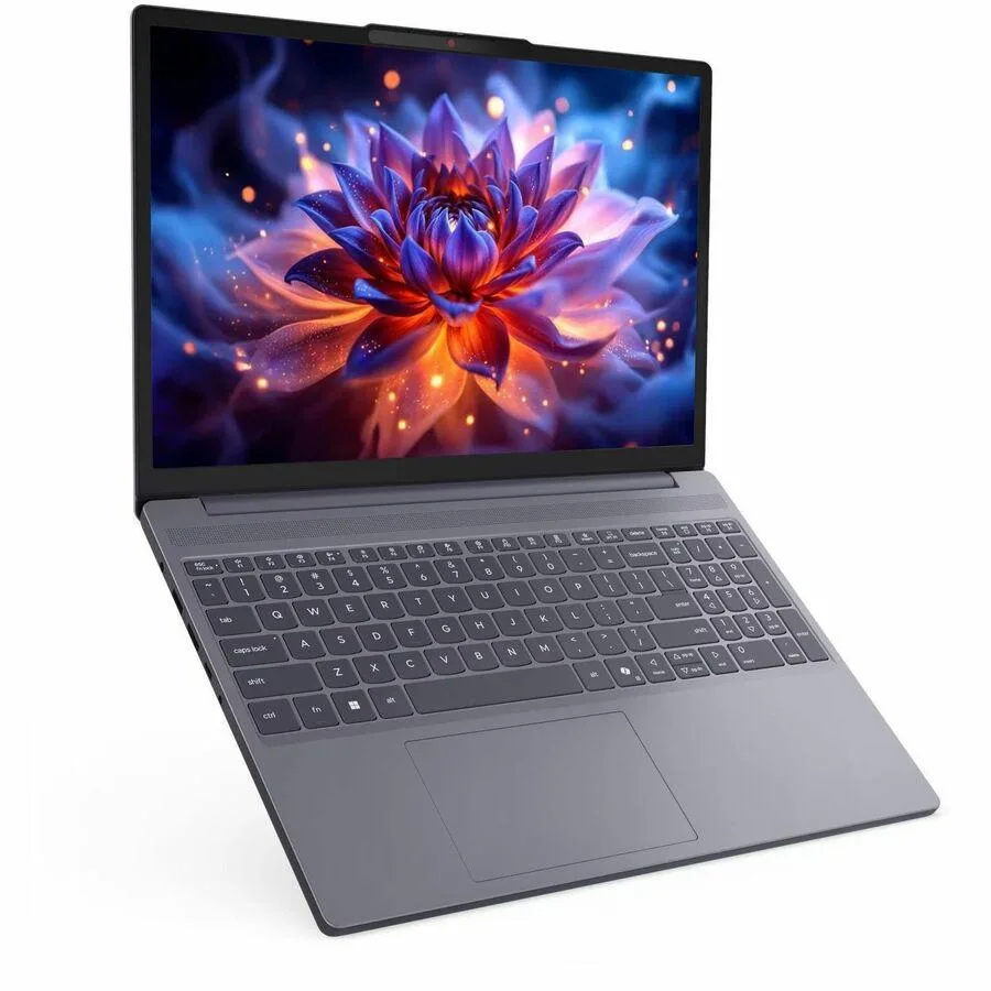 Gray 15.3 inch laptop, slim profile, non-touch display, integrated graphics, webcam, HDMI port