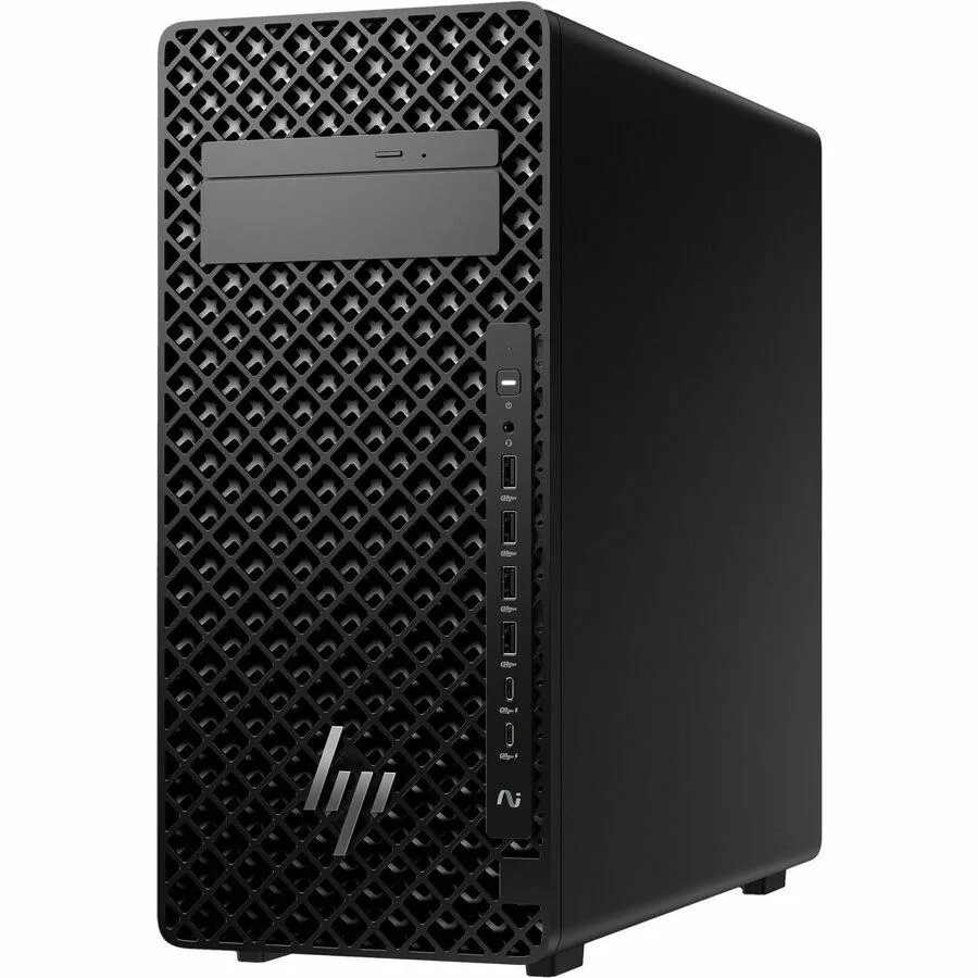 Black HP Z2 G1i tower workstation with wired keyboard and mouse