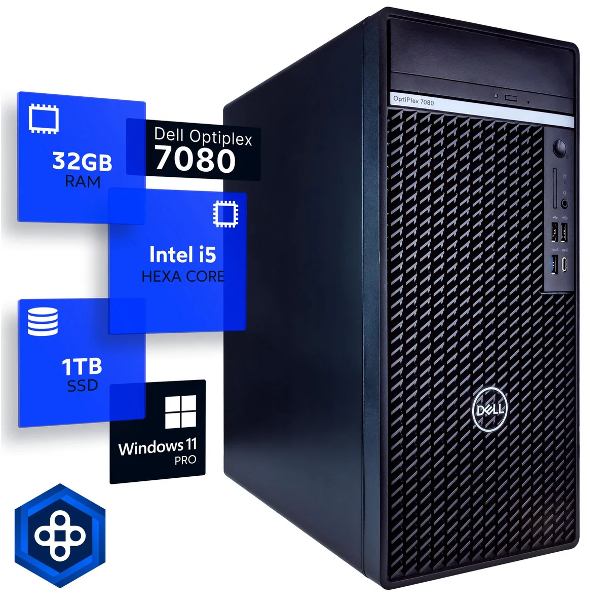 DELL Dell OptiPlex 7080 Tower desktop PC Intel Core i5-10500 3.4 GHz 32GB DDR4 1TB SSD Windows 11 Pro — photo du produit