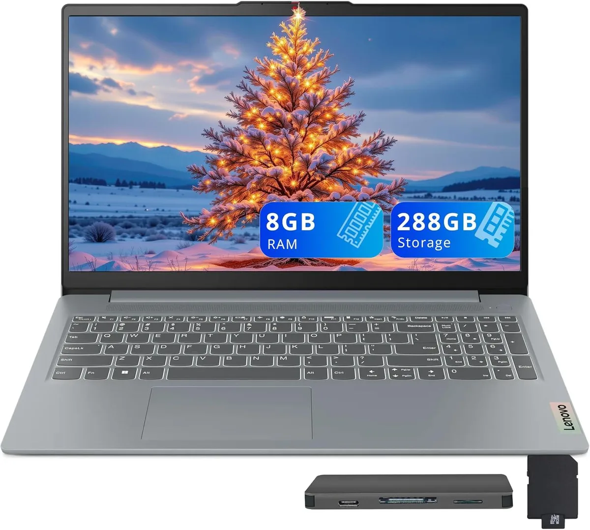 Lenovo Lenovo IdeaPad Slim 3i 15.6" FHD business laptop Core i3-N305 8GB 128GB UFS+160GB docking set Arctic Grey — fotografija proizvoda