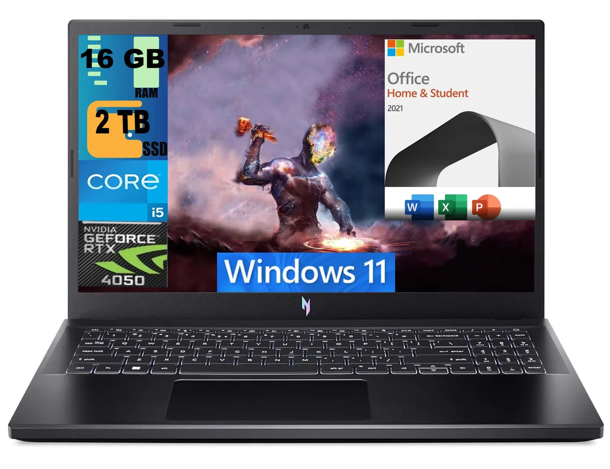 Acer America Acer America Nitro V 15 gaming laptop i5-13420H RTX 4050 6GB 16GB 2TB Black — product photo
