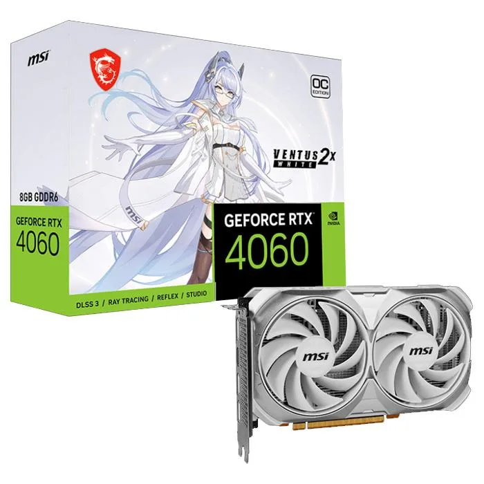 MSI MSI GeForce RTX 4060 VENTUS 2X WHITE 8G OC Anime Image graphics card — product photo